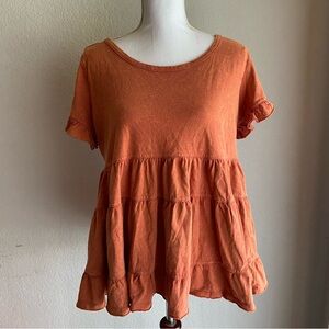 ODDY Women's Rust Tiered Blouse